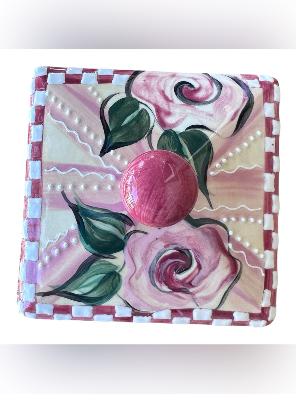 Hand-Painted Floral Ceramic Trinket Box - Picture 3 of 4